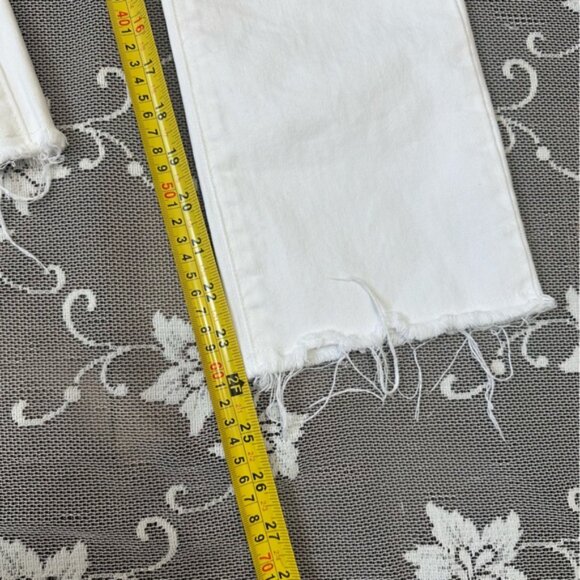 Paige The Cindy Crop High Rise Straight Leg Jean Raw Hem in White Sz 27 - Picture 11 of 13